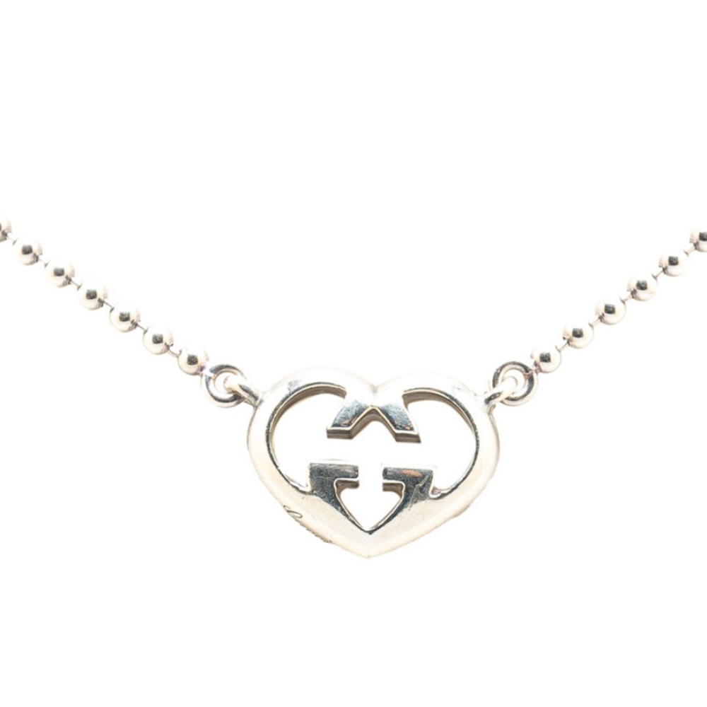 Gucci 925 Silver Heart GG Pendant Necklace - Picture 2 of 9
